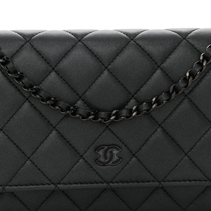 Chanel Pearly Lambskin Quilted Wallet On Chain WOC So Black 9 of 12
