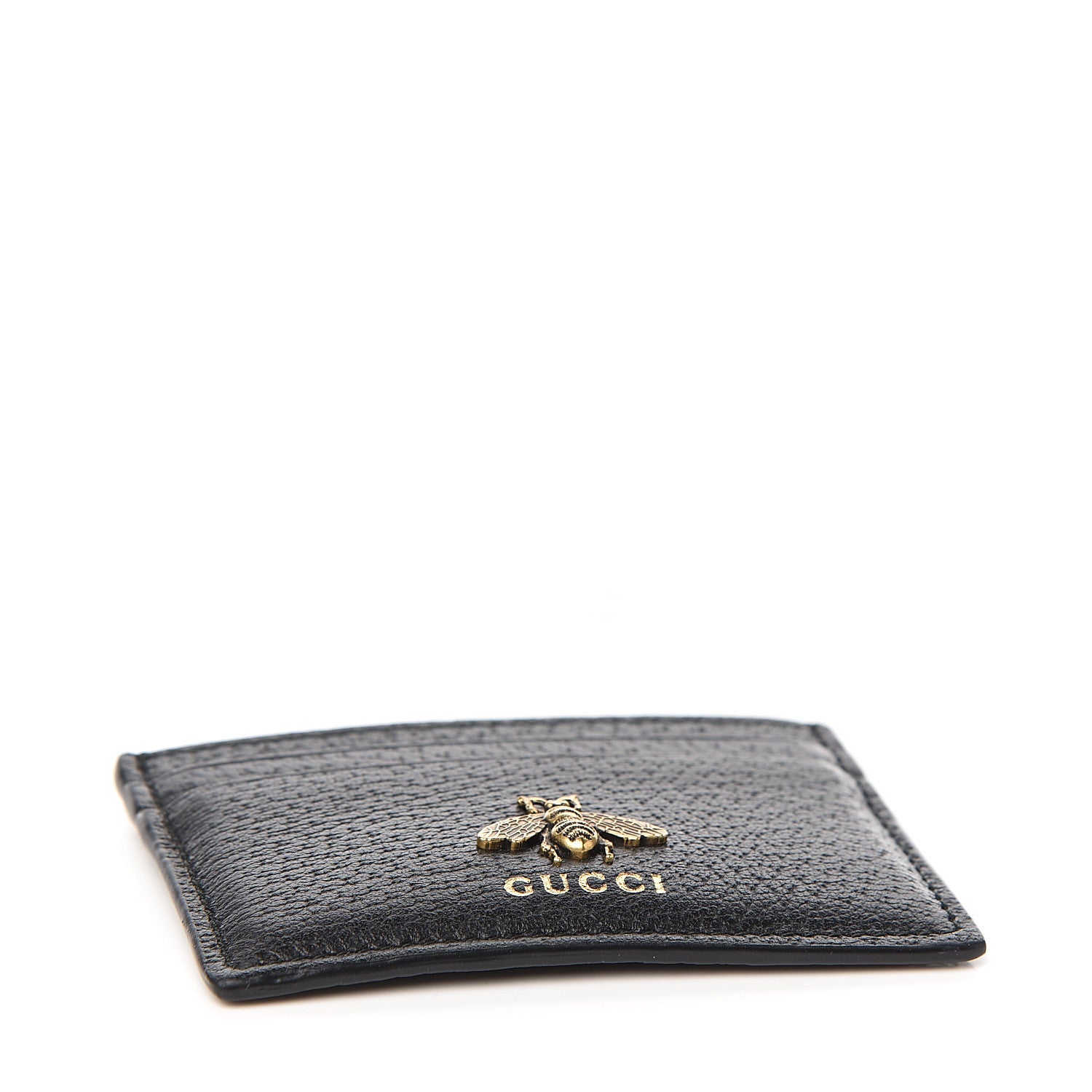 Gucci Pebbled Calfskin Animalier Card Holder Black 3 of 6