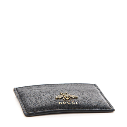 Gucci Pebbled Calfskin Animalier Card Holder Black 3 of 6