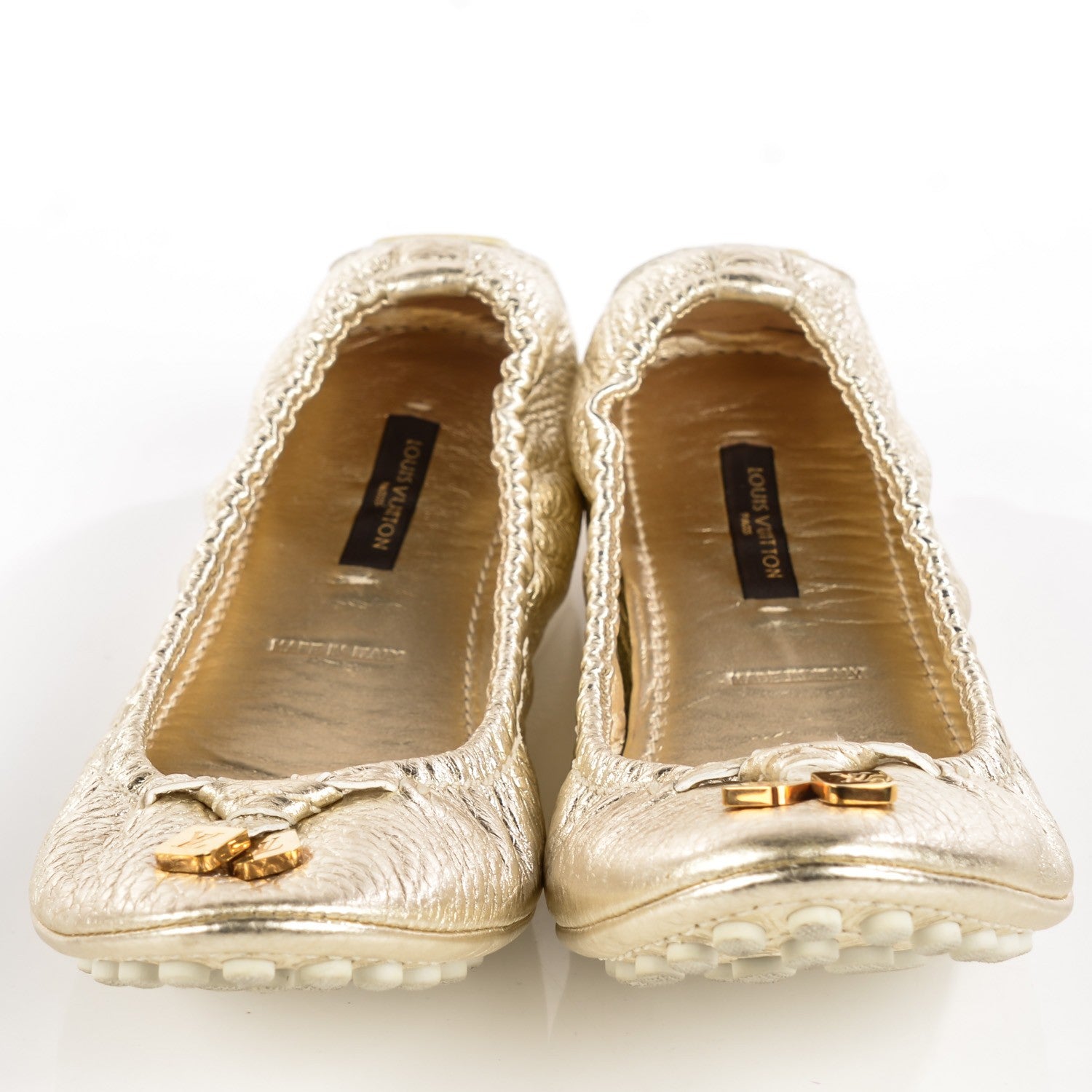 Louis Vuitton Metallic Calfskin Lemon Ballerina Flats 36.5 Gold 2 of 7