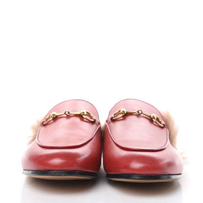 Gucci Betis Glamour Calfskin Fur Womens Princetown Slippers 37 Hibiscus Red Naturale 2 of 13