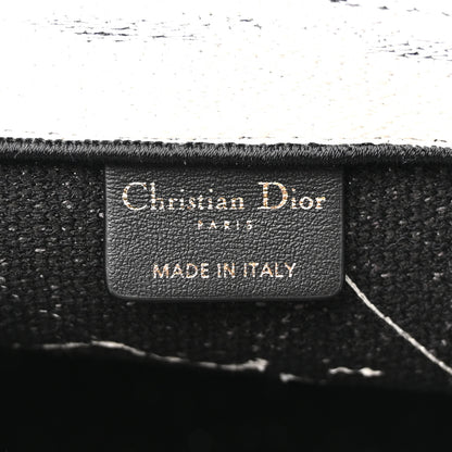 Christian Dior Canvas Embroidered Medium New York Book Tote Black White 6 of 12