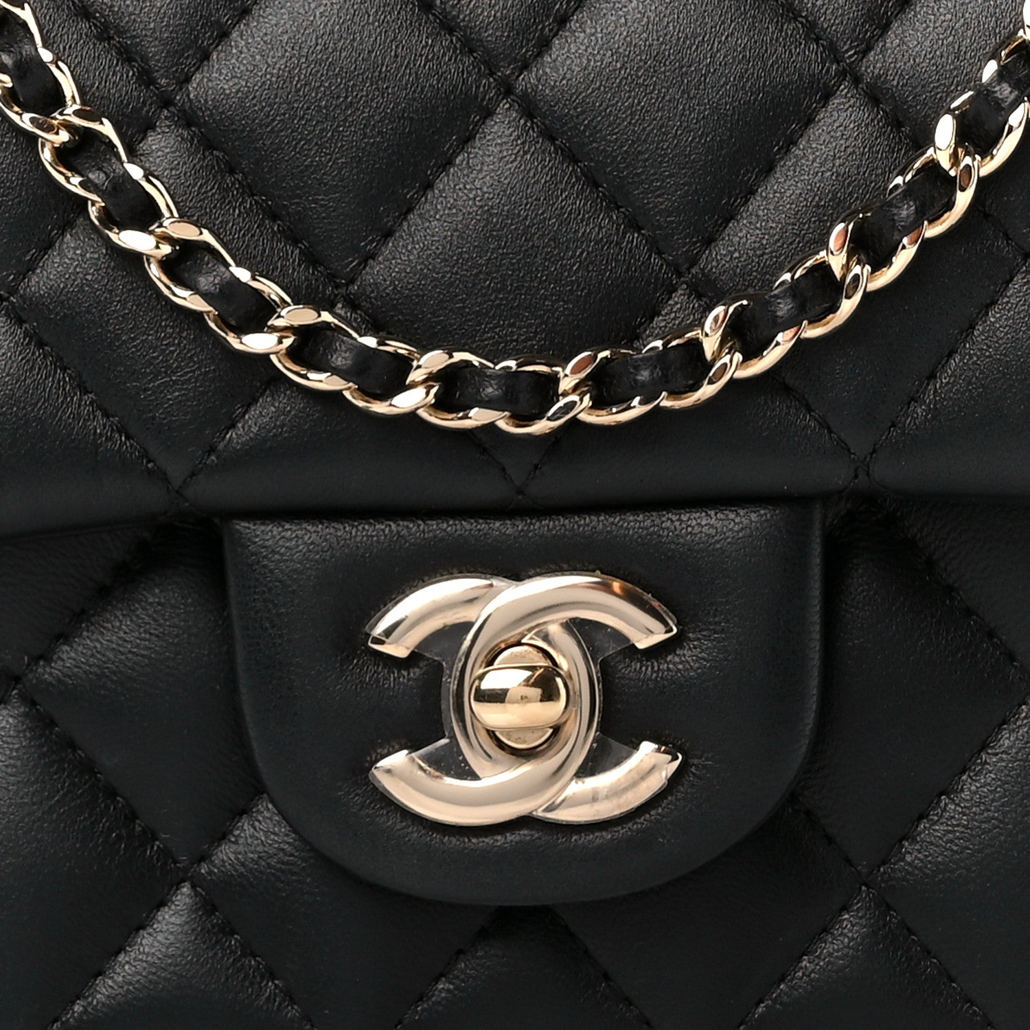 Chanel Lambskin Quilted Mini Top Handle Rectangular Flap Black 9 of 11