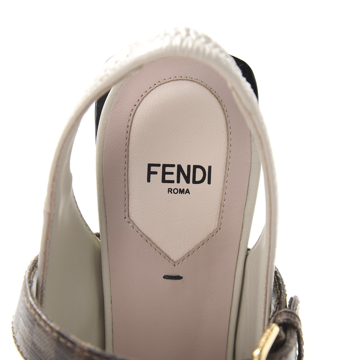 Fendi Glossy Neoprene Glazed Fabric FF FFrame Court Mary Jane Slingback Pumps 37 Pietra Tobacco Moro 7 of 9