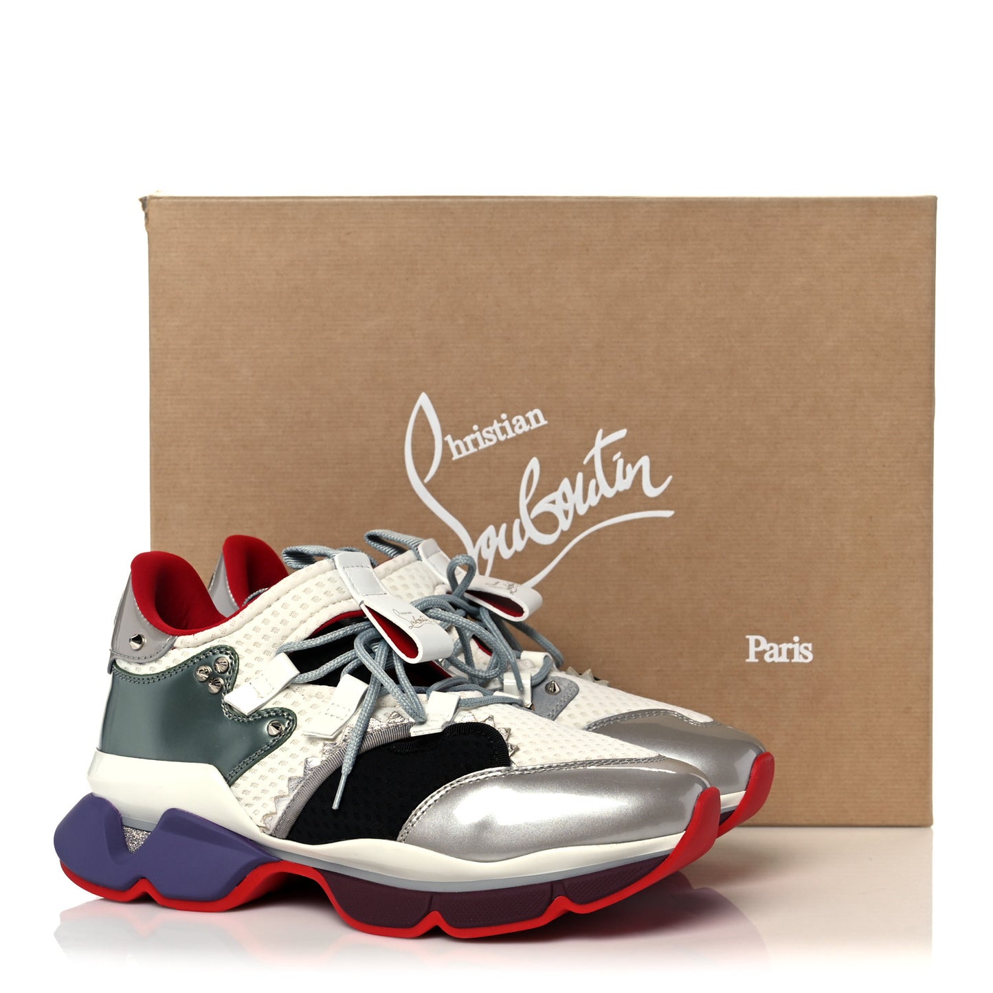 Mesh Patent Red Runner Flat Sneaker 39.5 Multicolor