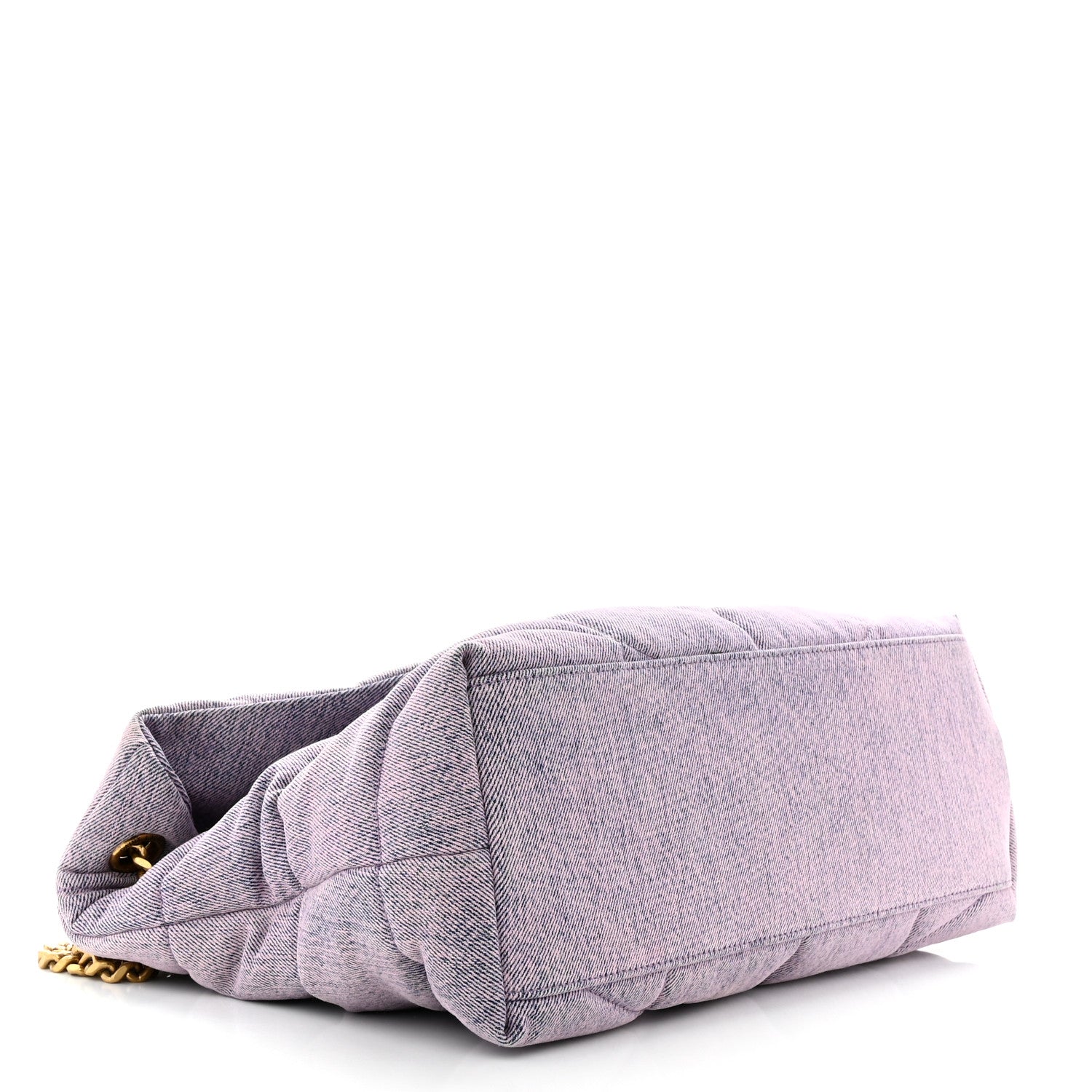 Saint Laurent Denim Quilted Medium Loulou Puffer Monogram Chain Satchel Bleached Lilac 4 of 10