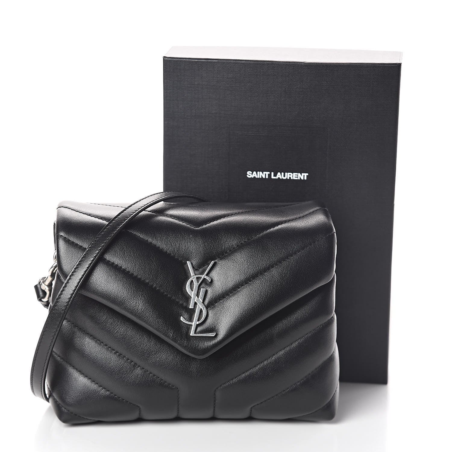Saint Laurent Calfskin Y Quilted Monogram Toy Loulou Crossbody Bag Black 9 of 9