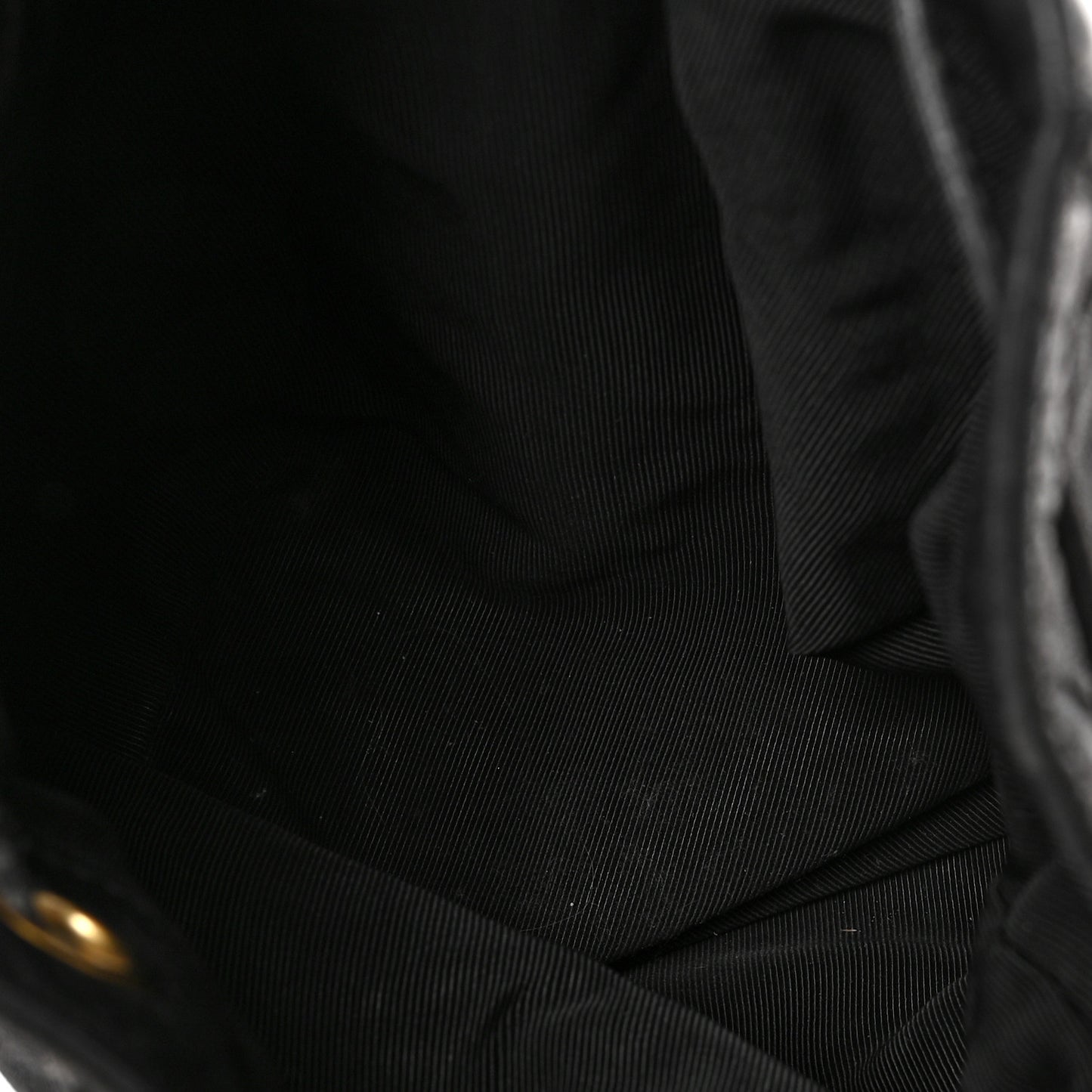 Lambskin CC Stitched Drawstring Bucket Bag Black