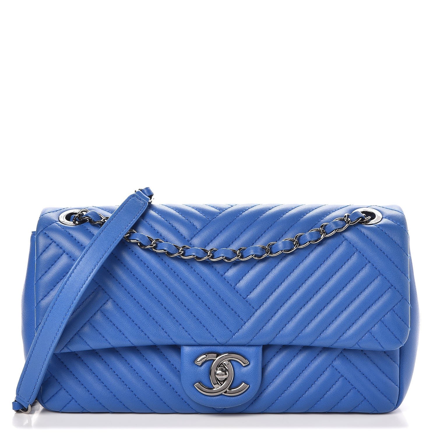 Chanel Lambskin Medium CC Crossing Flap Blue 1 of 8