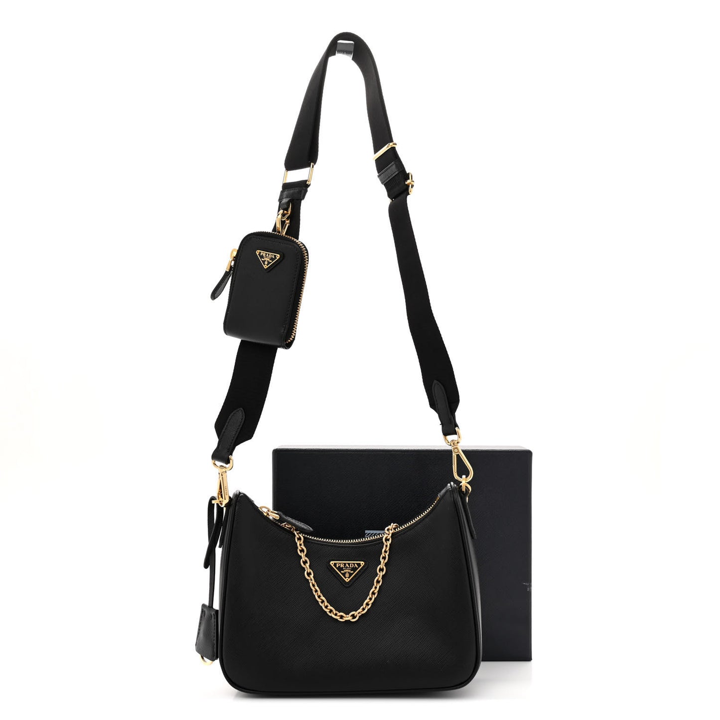 Saffiano Lux Re-Edition 2005 Shoulder Bag Black