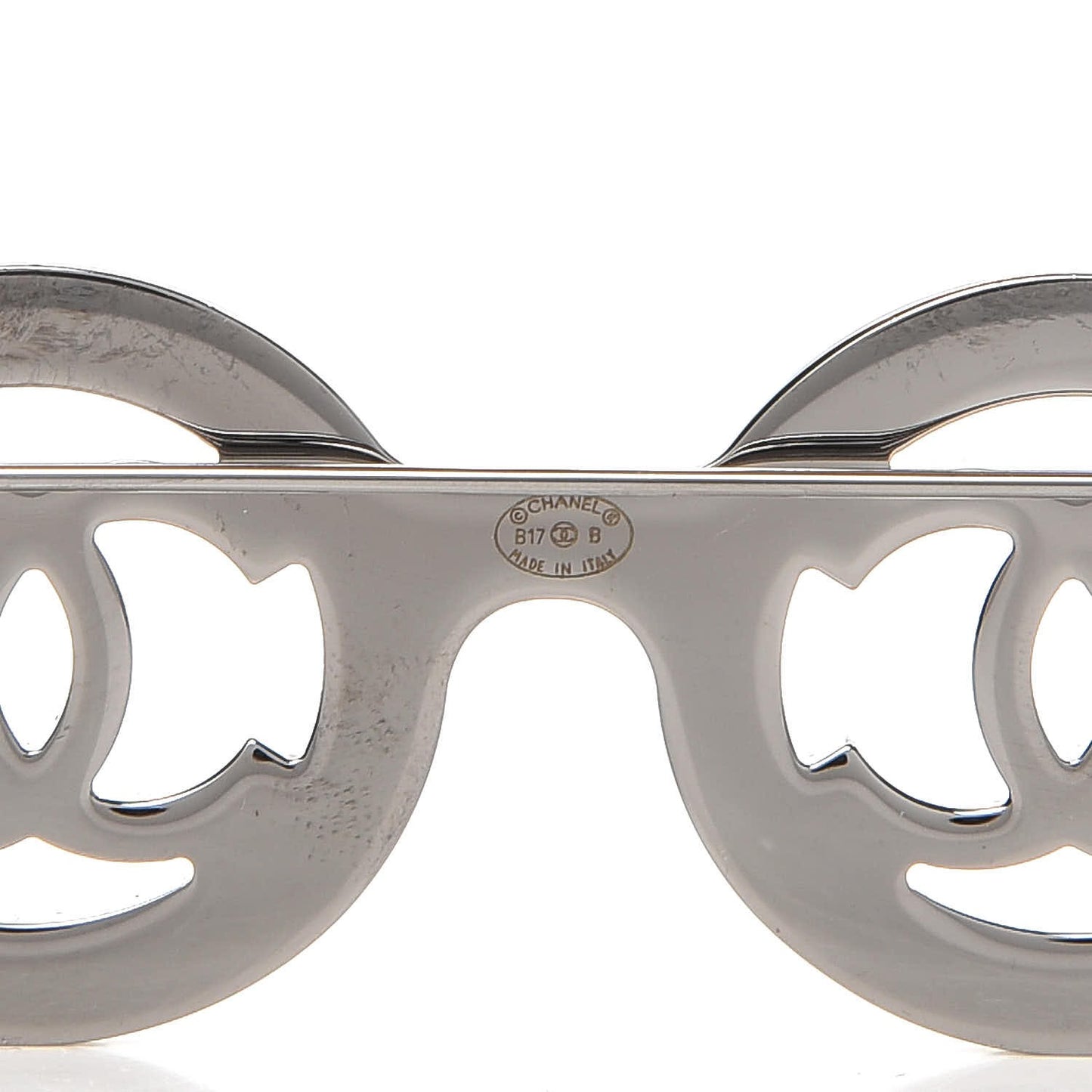 Crystal CC Sunglasses Brooch Silver