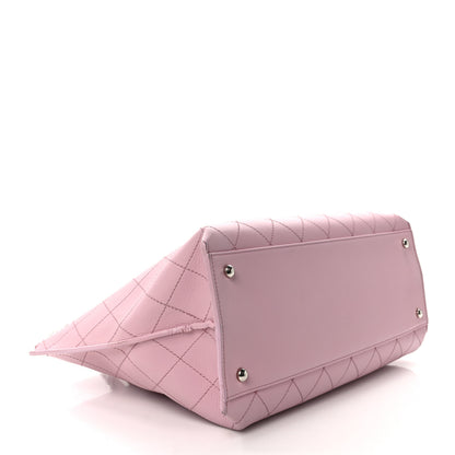 Chanel Calfskin Stitch Medium Ring My Bag Shopping Tote Pink 4 of 14