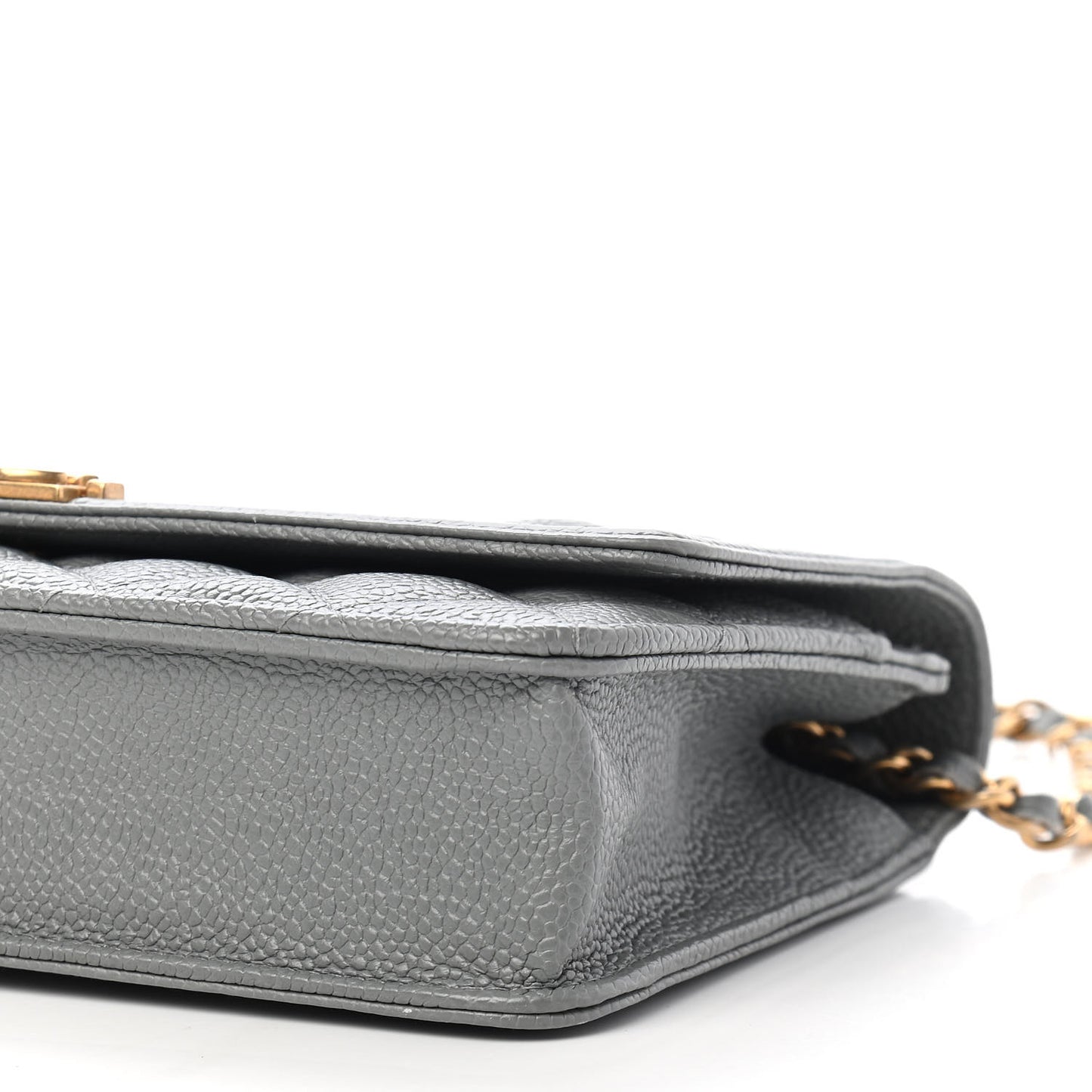 Caviar Quilted Boy Wallet On Chain WOC Grey
