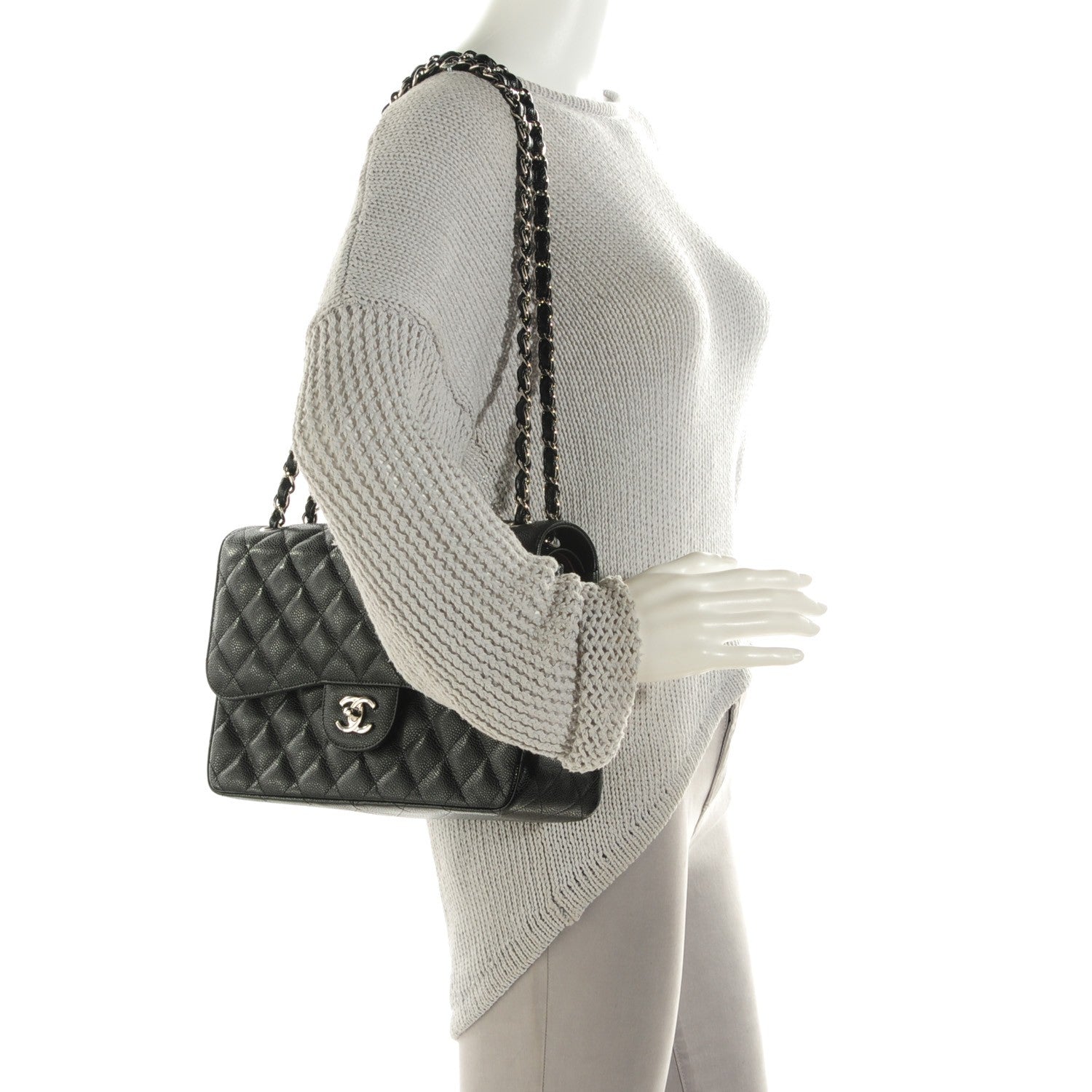 Chanel Caviar Quilted Jumbo Double Flap Black 2 of 9