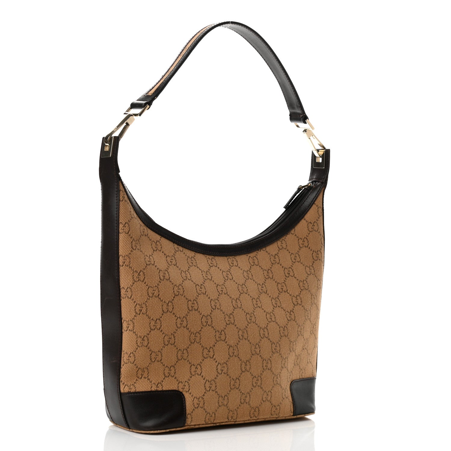 Gucci Canvas Monogram Shoulder Bag Beige 3 of 12