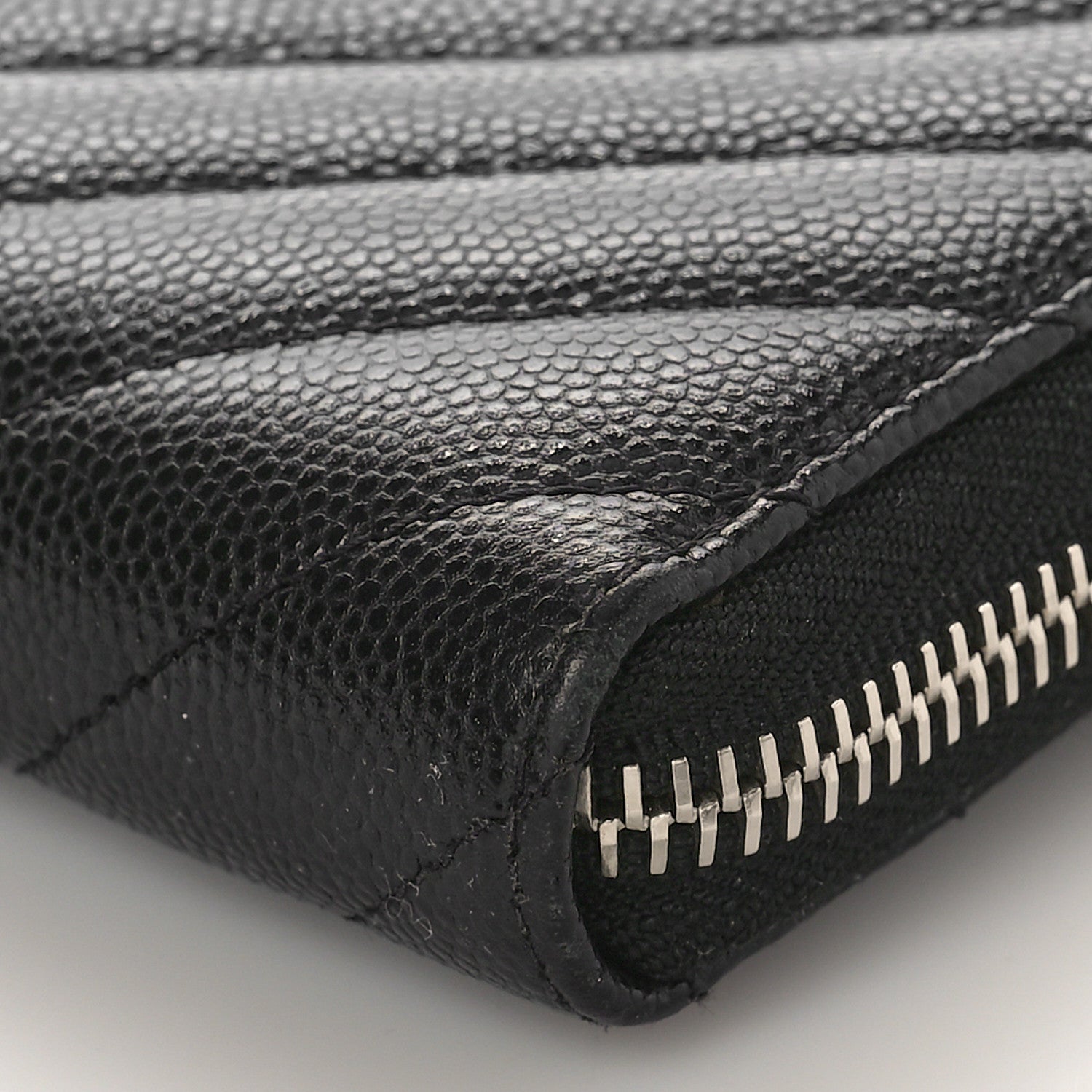 Chanel Caviar Chevron Quilted Large Gusset Zip Around Wallet Black 9 of 9