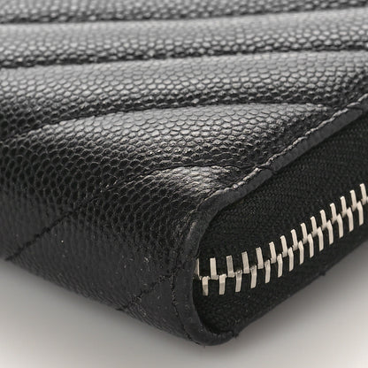 Chanel Caviar Chevron Quilted Large Gusset Zip Around Wallet Black 9 of 9