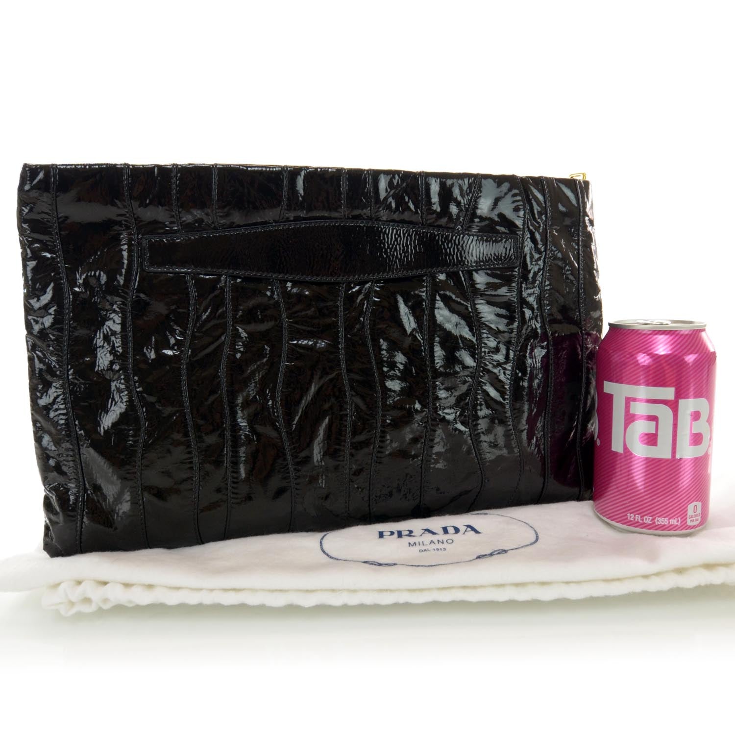 Prada Vernice Stripes Clutch Black 2 of 7