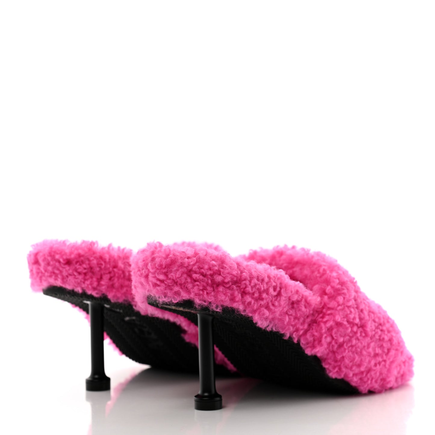 Faux Shearling Political Campaign Logo 80mm Sandals 36 Pink White Blue