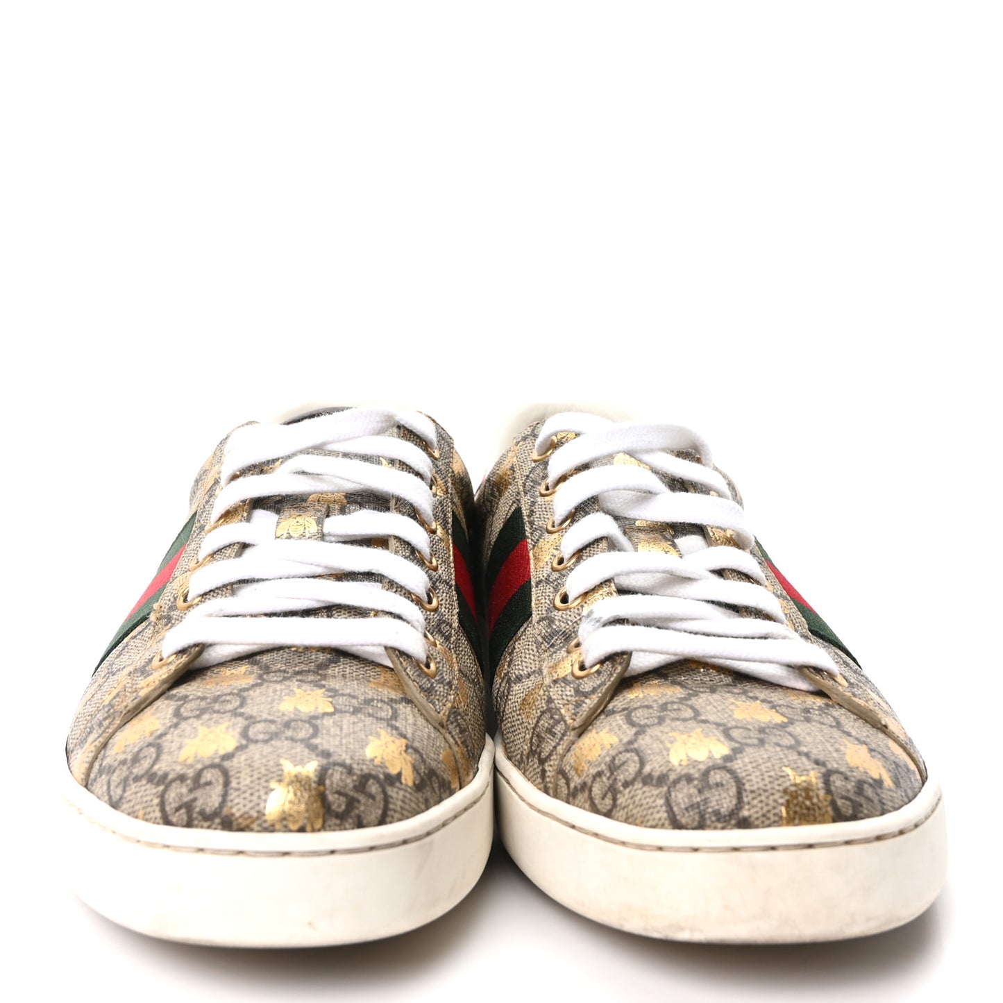 GG Supreme Monogram Bees Ayers Web Mens Ace Sneakers 9.5 Beige Oro Green Red