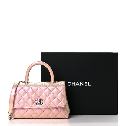 Chanel Iridescent Caviar Quilted Mini Coco Handle Flap Pink 29 of 31
