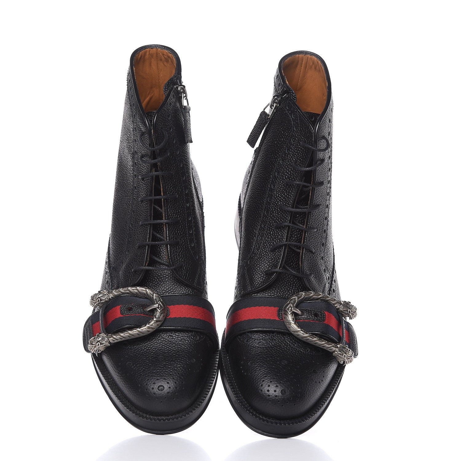 Gucci Pebbled Calfskin Dionysus Web Mens Martins Boots 7 Black 6 of 11