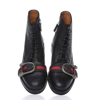 Gucci Pebbled Calfskin Dionysus Web Mens Martins Boots 7 Black 6 of 11