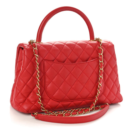 Chanel Caviar Quilted Small Coco Handle Flap Red 3 of 13