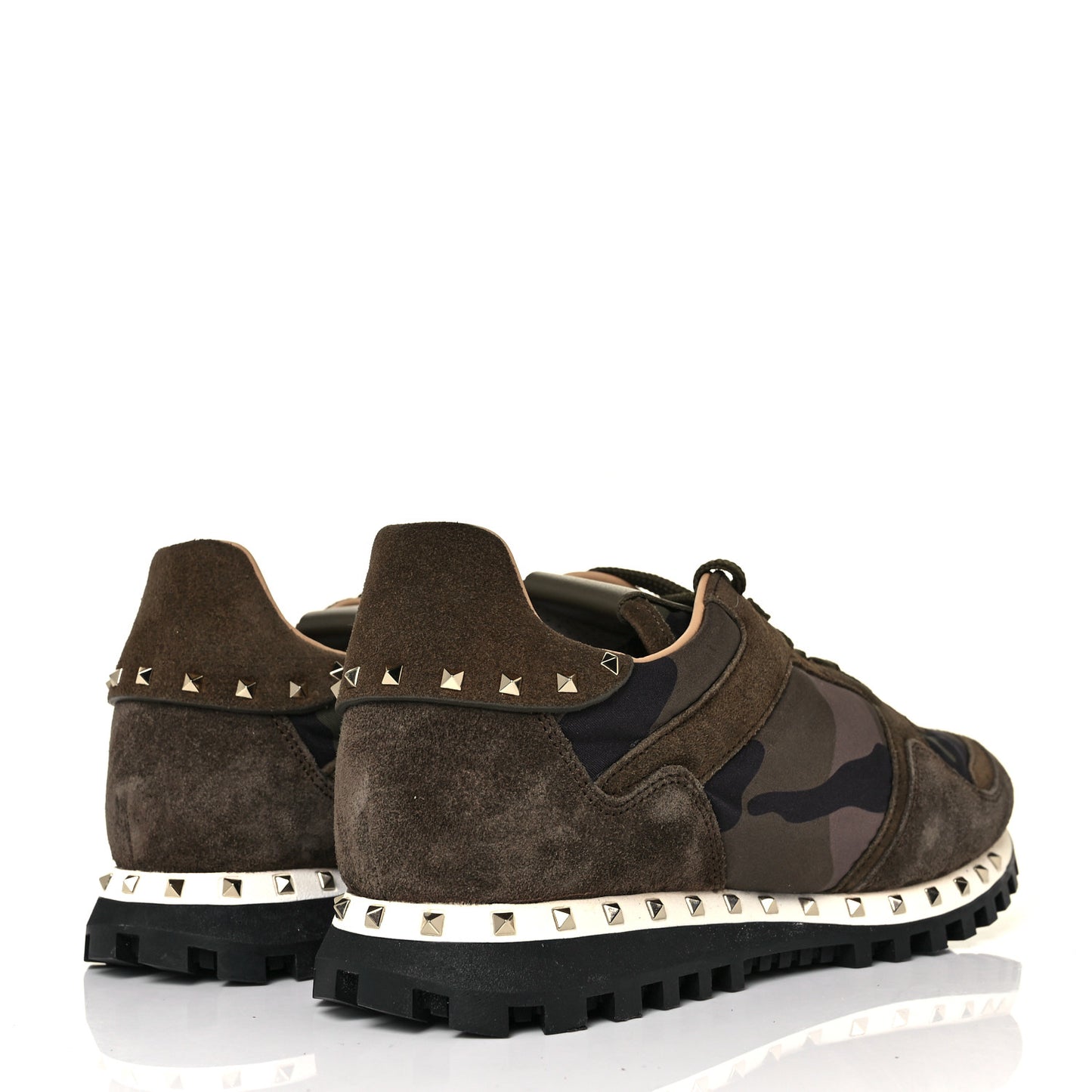 Nappa Suede Camouflage Womens Soul Rockstud Sneakers 41 Green Multicolor