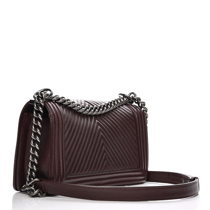 Chanel Calfskin Chevron Quilted Medium Boy Flap Burgundy 3 of 12
