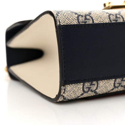 Gucci GG Supreme Monogram Moon Calfskin Small Padlock Shoulder Bag Beige Blue Mystic White Hibiscus Red 9 of 11