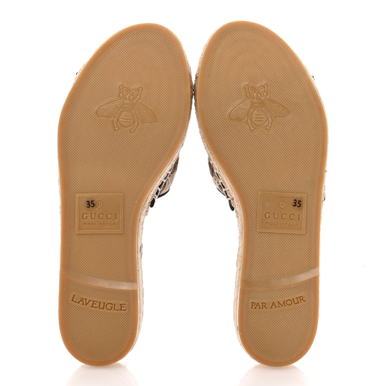 Gucci Monogram Matelasse GG Marmont Espadrille 20mm Slide Sandals 35 Beige Ebony Black 6 of 11