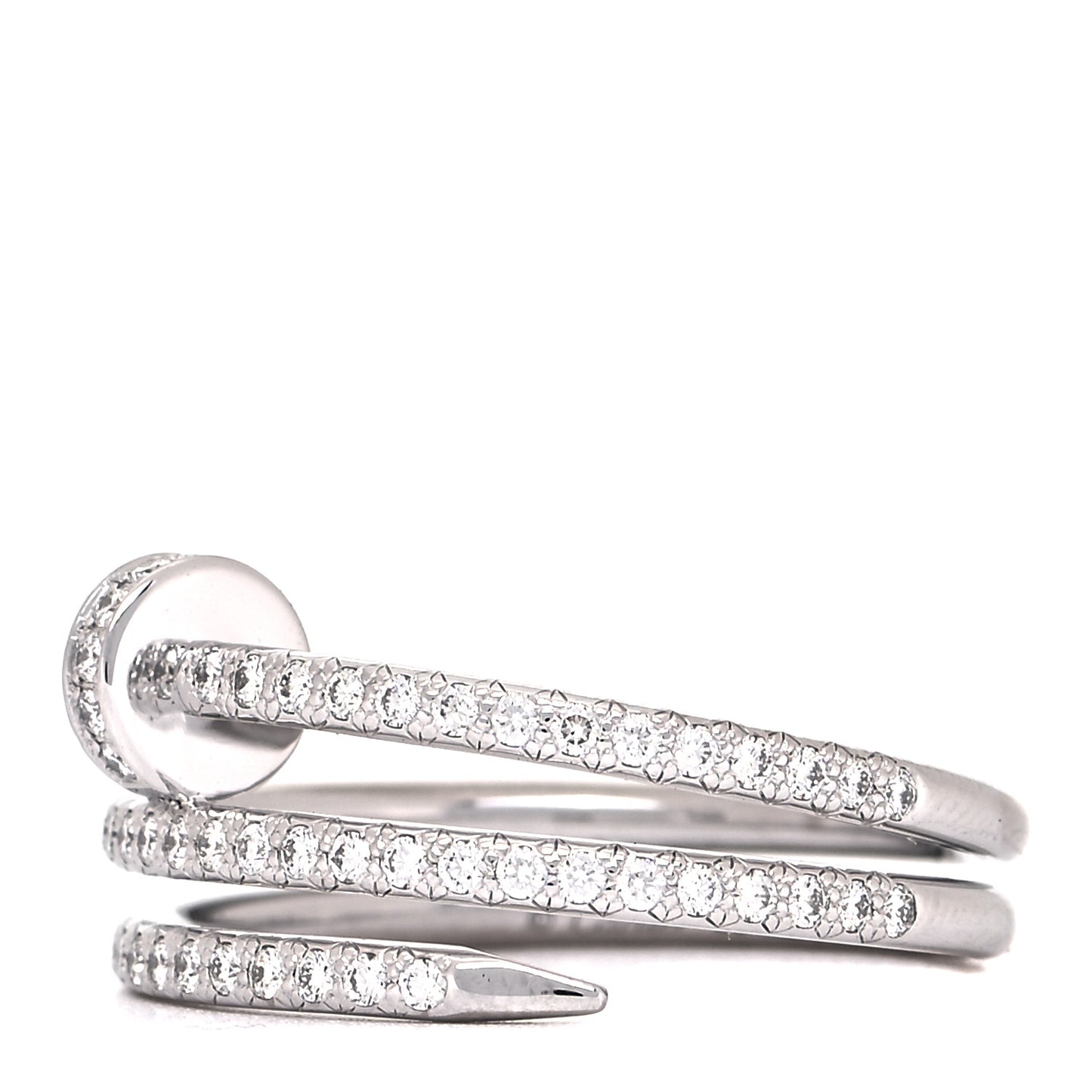 18K White Gold Diamond Double Juste Un Clou Paved Ring 58 8.25