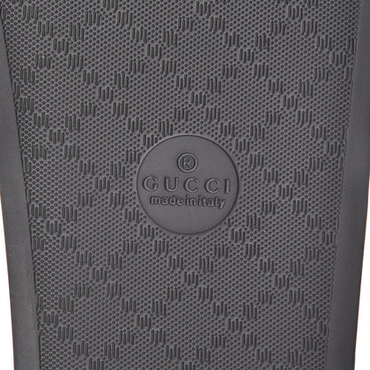 Gucci X SEGA Supreme Canvas GUCCY Stars Mens Slide Sandals 8 Black Gold 6 of 8