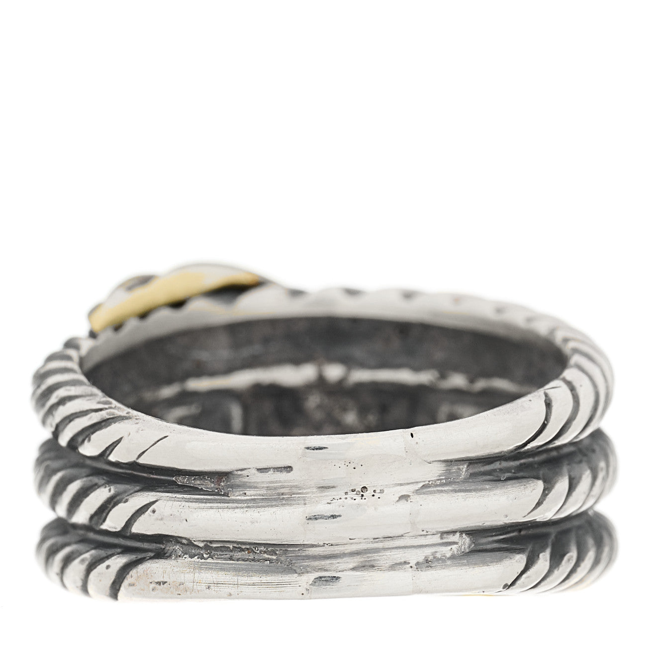 Sterling Silver 14K Yellow Gold Crossover Wave Ring 54 7
