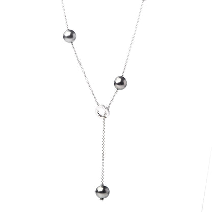 Mikimoto 18K White Gold Diamond Black South Sea Pearl 10mm Pearls In Motion Necklace 1 of 7