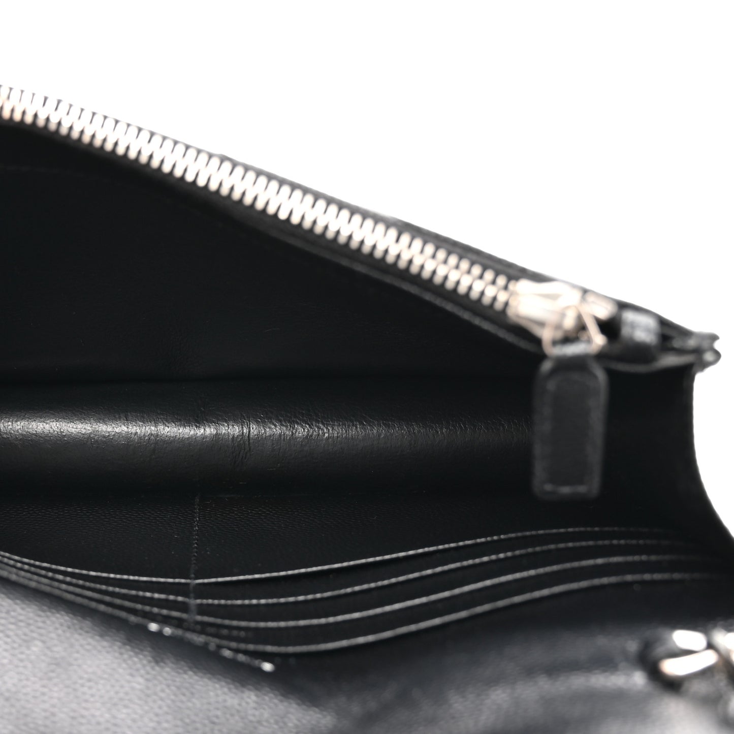 Grain De Poudre Matelasse Chevron Monogram Envelope Chain Wallet Black