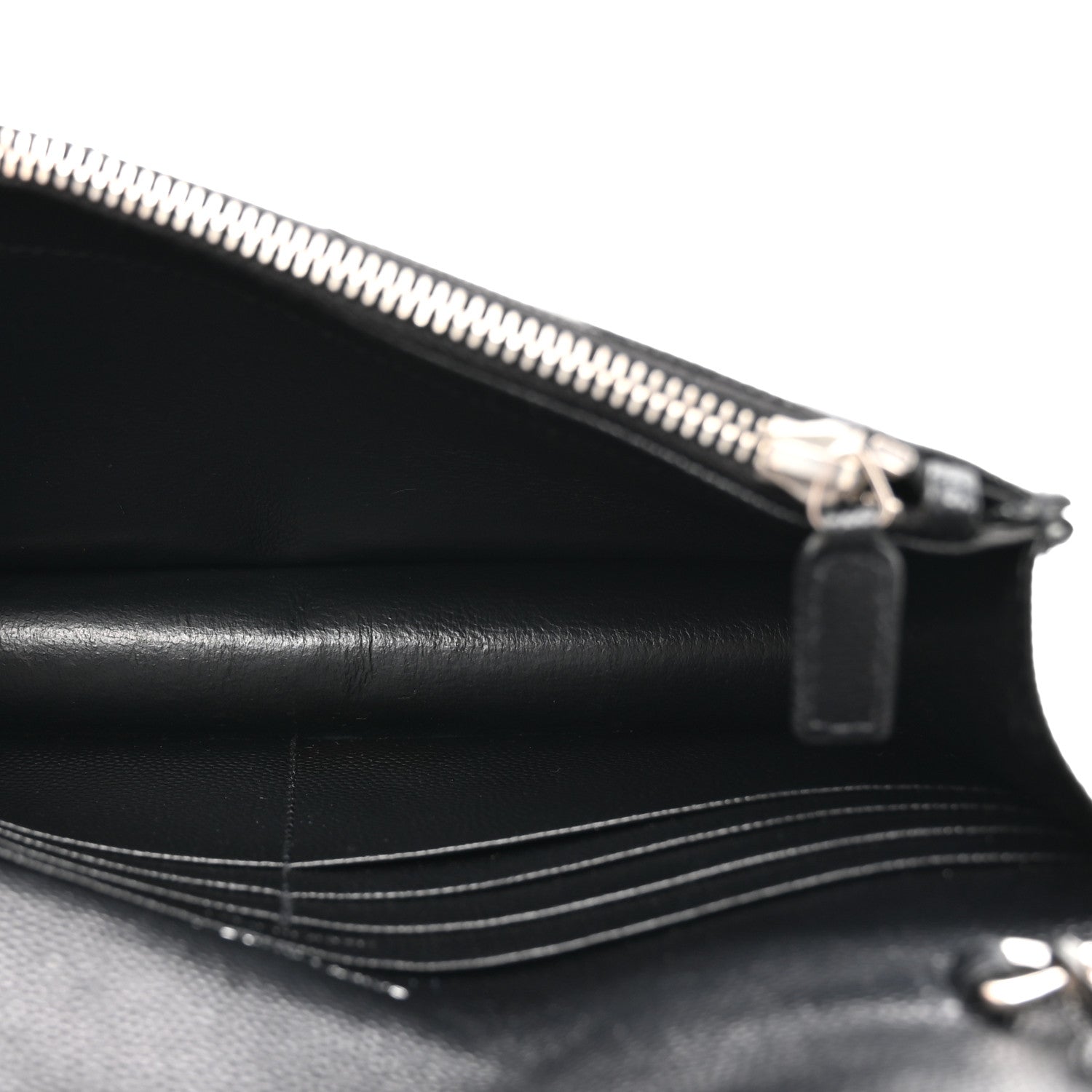 Saint Laurent Grain De Poudre Matelasse Chevron Monogram Envelope Chain Wallet Black 5 of 13