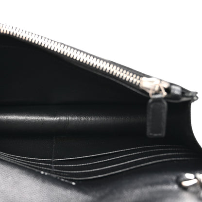 Saint Laurent Grain De Poudre Matelasse Chevron Monogram Envelope Chain Wallet Black 5 of 13