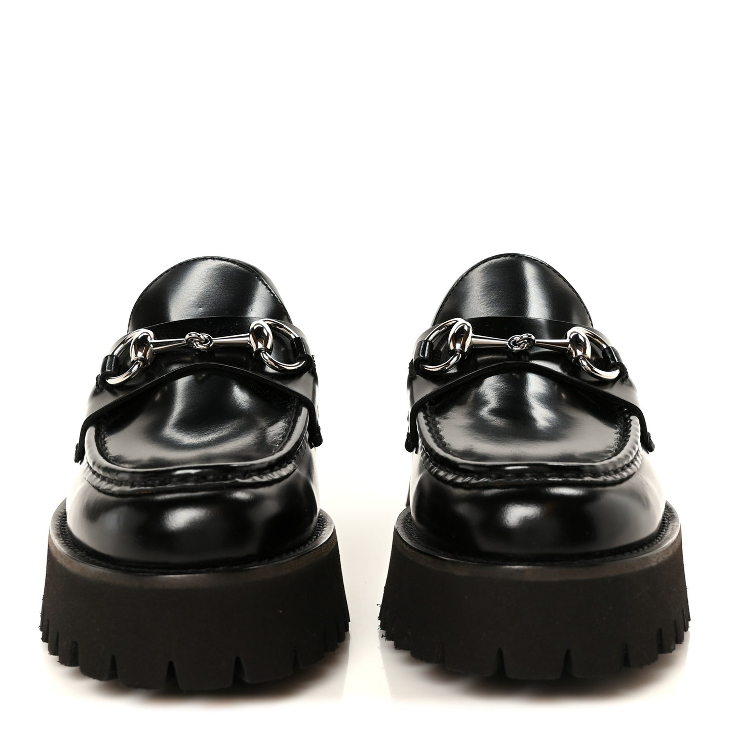 Cordovan Lux Womens Horsebit 45mm Platform Loafers 37.5 Black