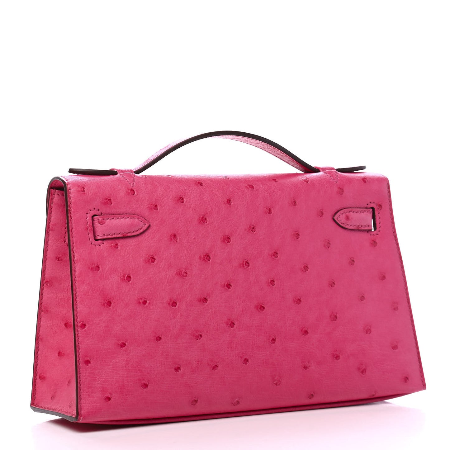 Ostrich Kelly Pochette Rose Tyrien