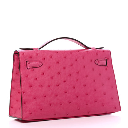 Hermes Ostrich Kelly Pochette Rose Tyrien 3 of 8