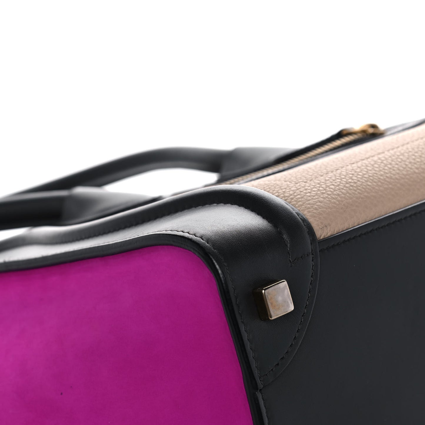 Baby Grained Calfskin Nubuck Micro Tri-Color Luggage Fuchsia