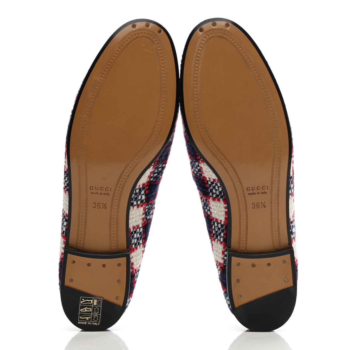 Vintage Tweed Check Horsebit Womens Jordaan Loafers 36.5 White Hibiscus Red Marine
