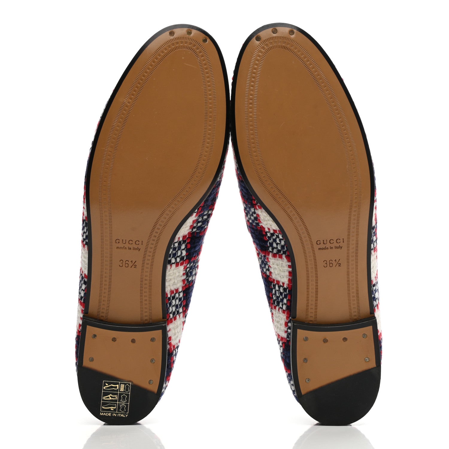 Gucci Vintage Tweed Check Horsebit Womens Jordaan Loafers 36.5 White Hibiscus Red Marine 5 of 9