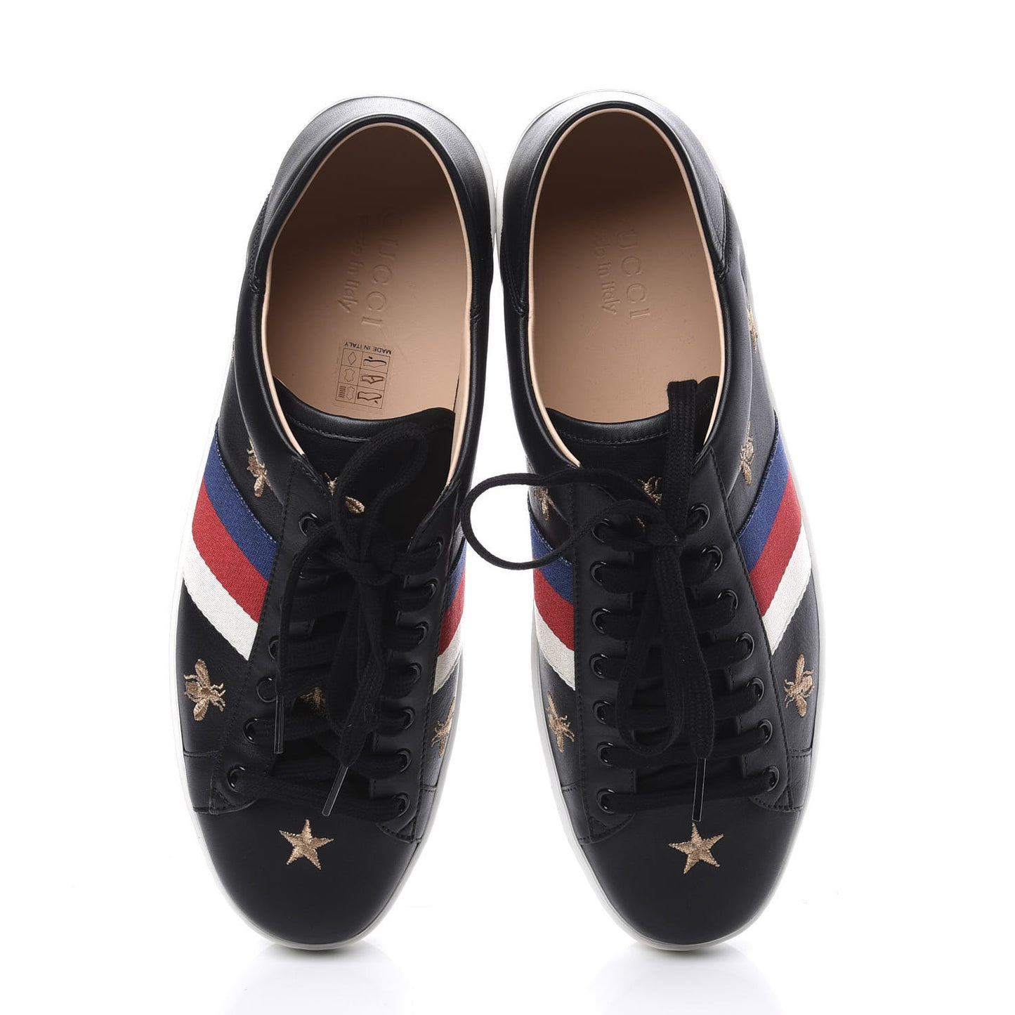 Calfskin Bee Star Embroidered Mens Sylvie Web Ace Sneakers 11 Black