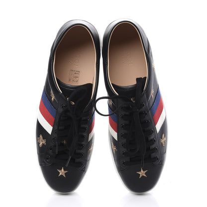 Gucci Calfskin Bee Star Embroidered Mens Sylvie Web Ace Sneakers 11 Black 5 of 11