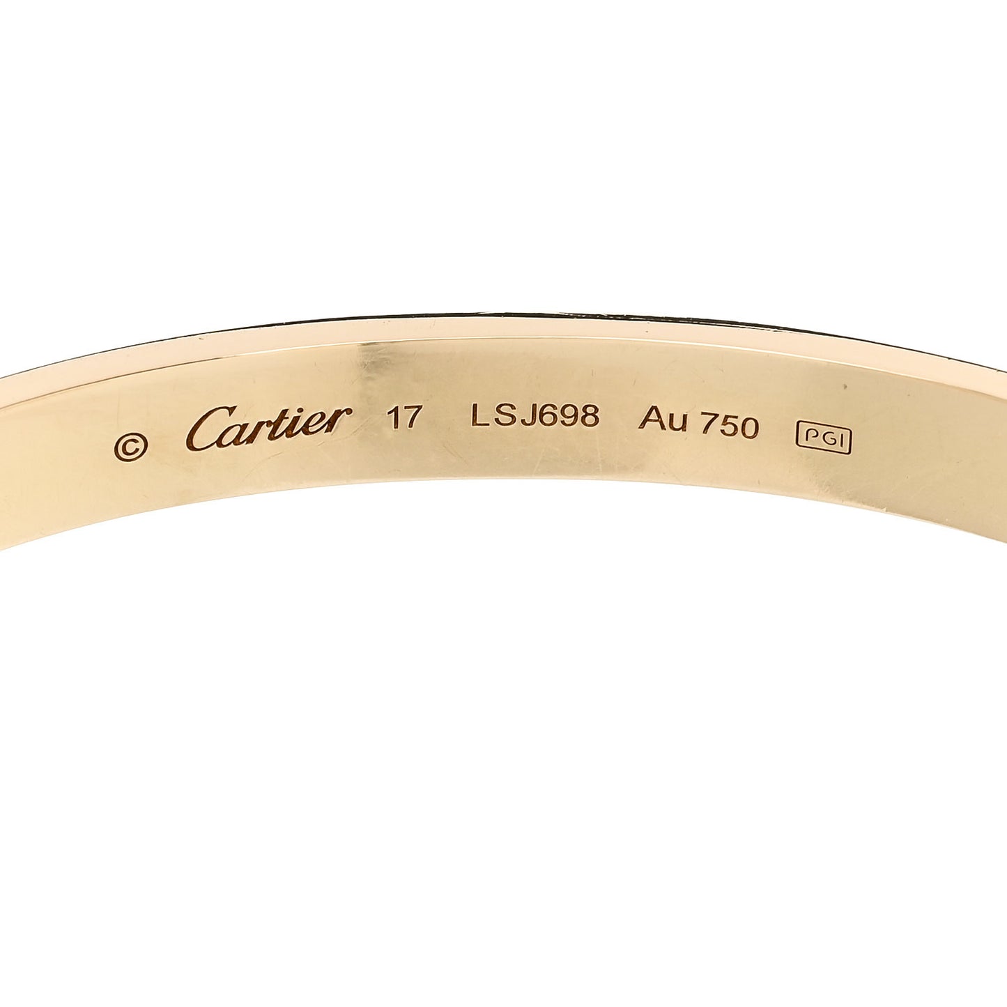 18K Yellow Gold LOVE Cuff Bracelet 17