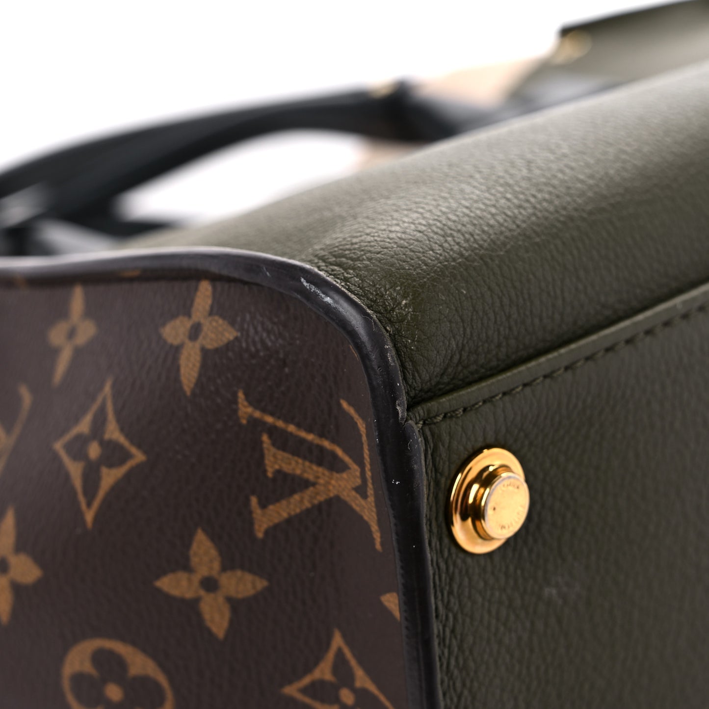 Calfskin Monogram On My Side MM Laurier Green Toffee Latte Beige
