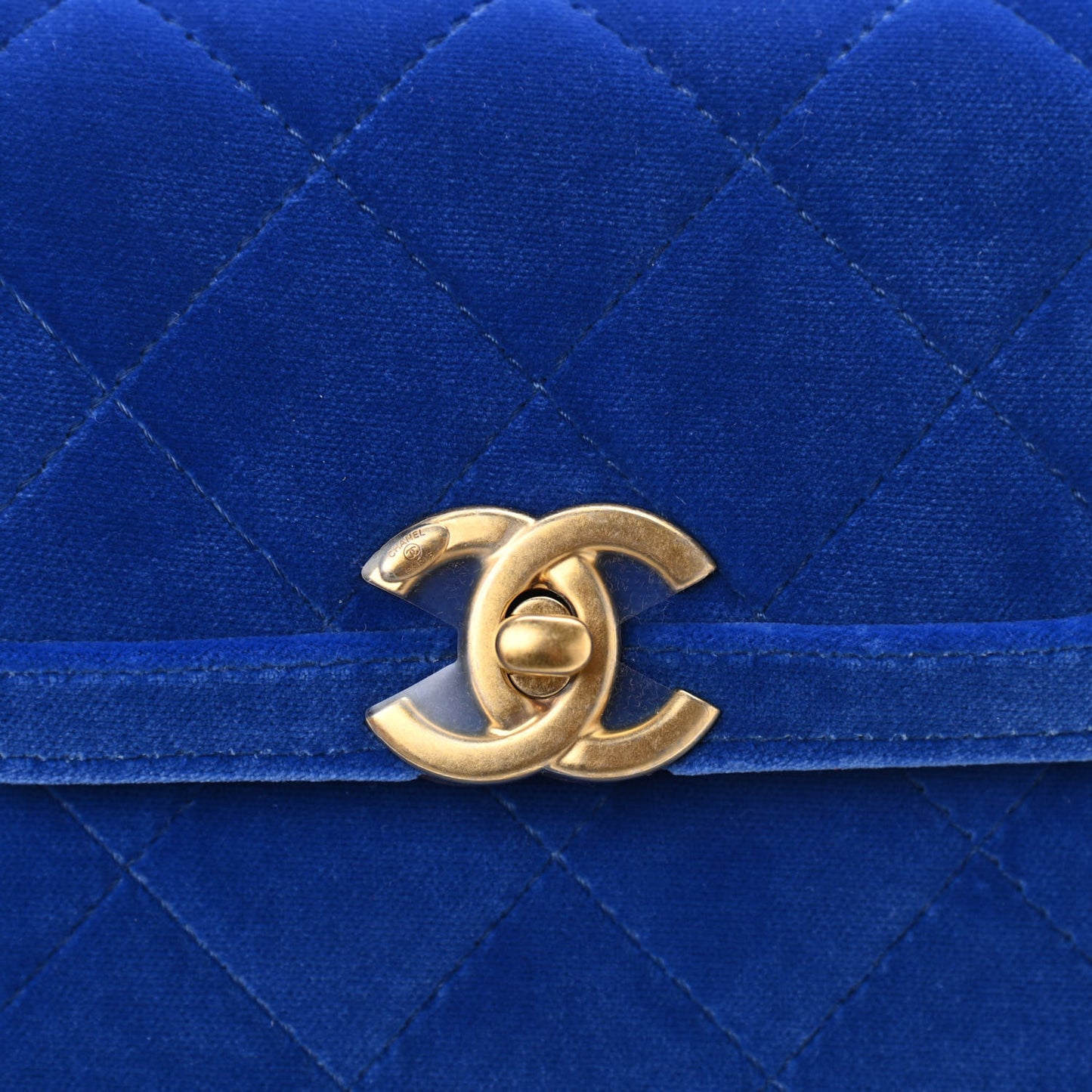 Velvet Quilted Mini Place Vendome Flap Blue